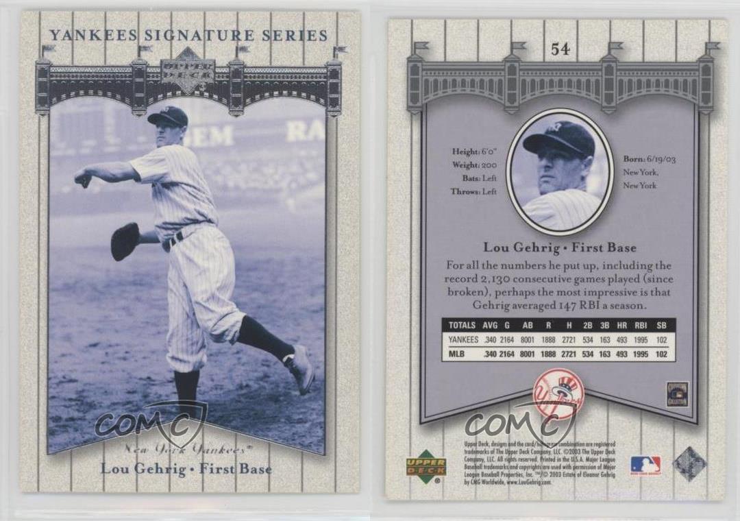 03 Upper Deck Yankees Signature Series Lou Gehrig 54 Hof Ebay