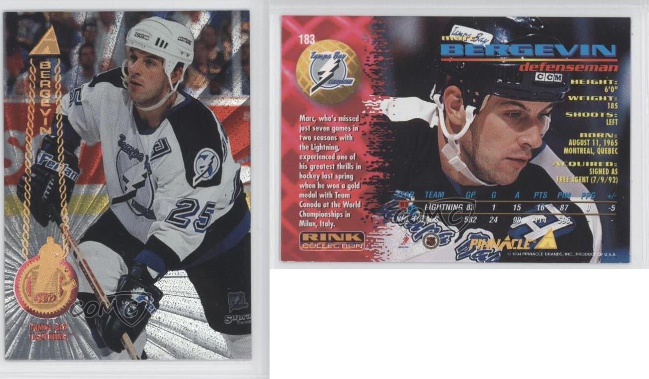 Pinnacle Brands 1994 NHL Hockey Card # 183 Marc Bergevin Tampa Bay Lightning