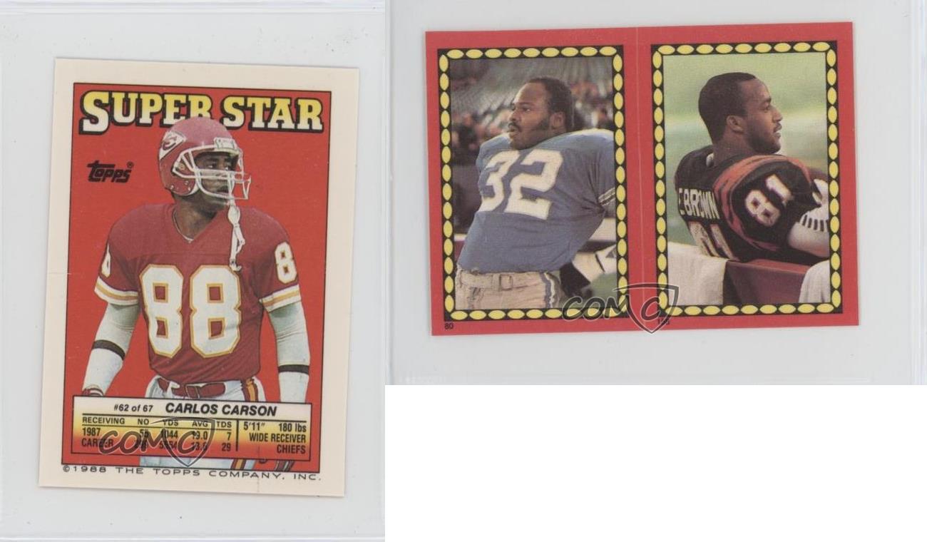 1988 Topps Super Star Sticker Back Cards Carlos Carson Garry James Eddie Brown - Picture 3 of 4