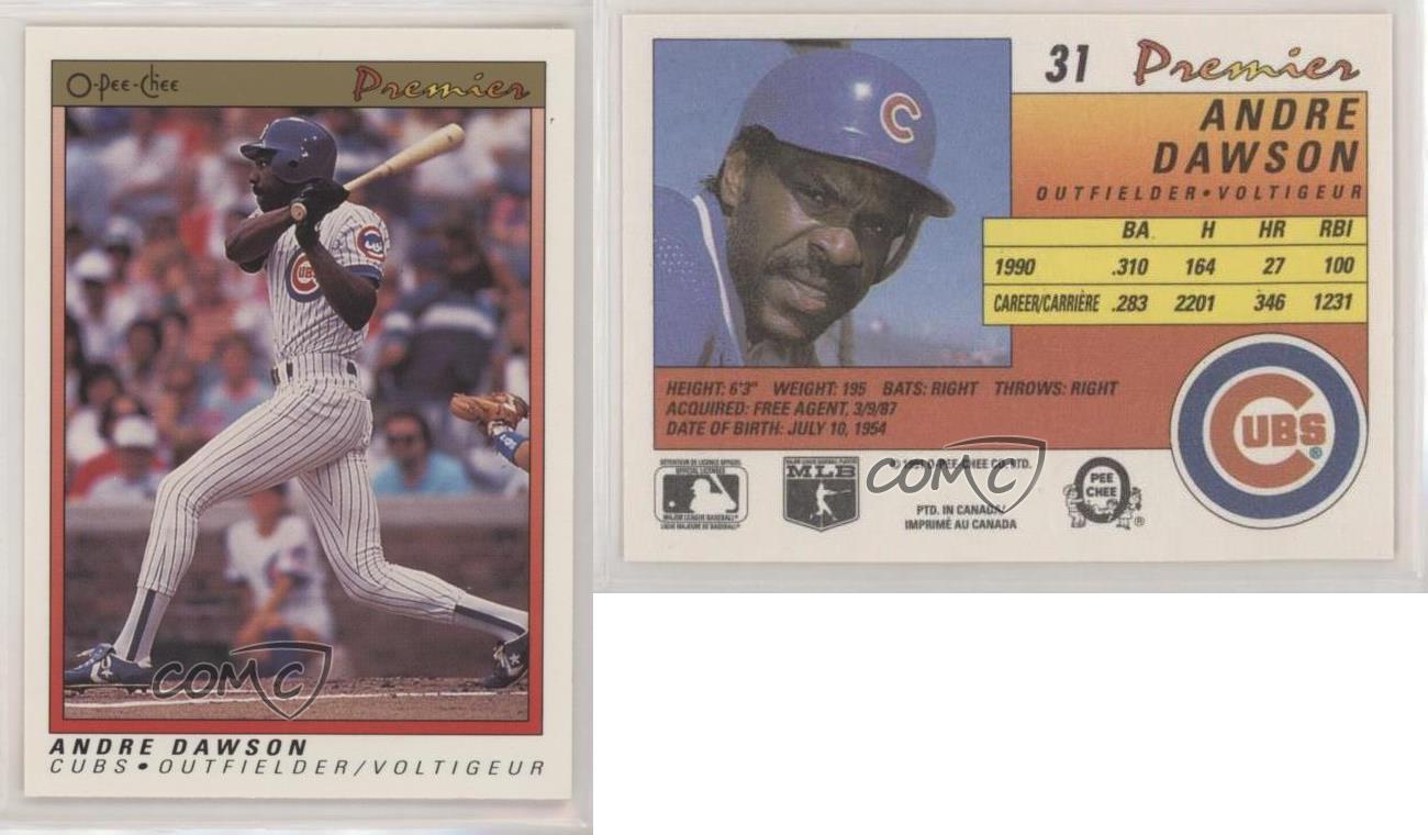 1991 O-Pee-Chee Premier Andre Dawson #31 Chicago Cubs Baseball Card