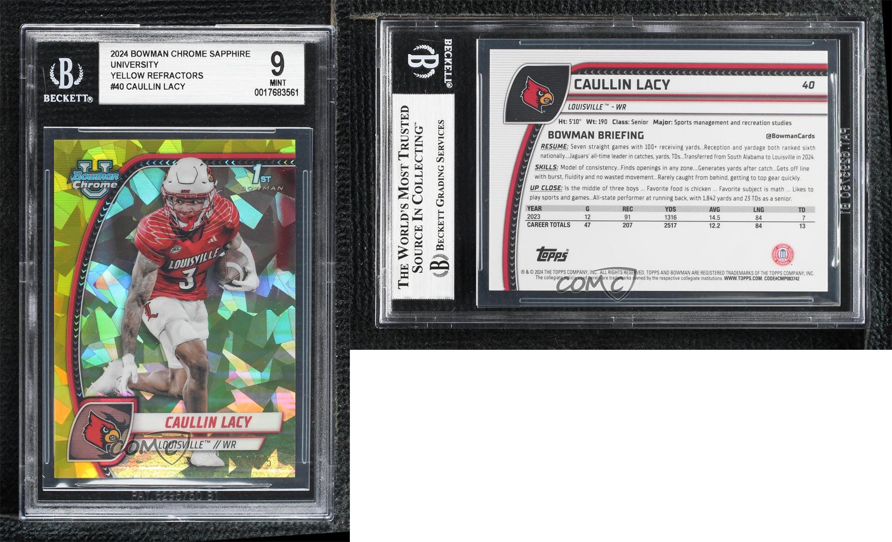 2024 Bowman University Chrome Sapphire Edition - Caullin Lacy #40 Yellow /75 (RC)
