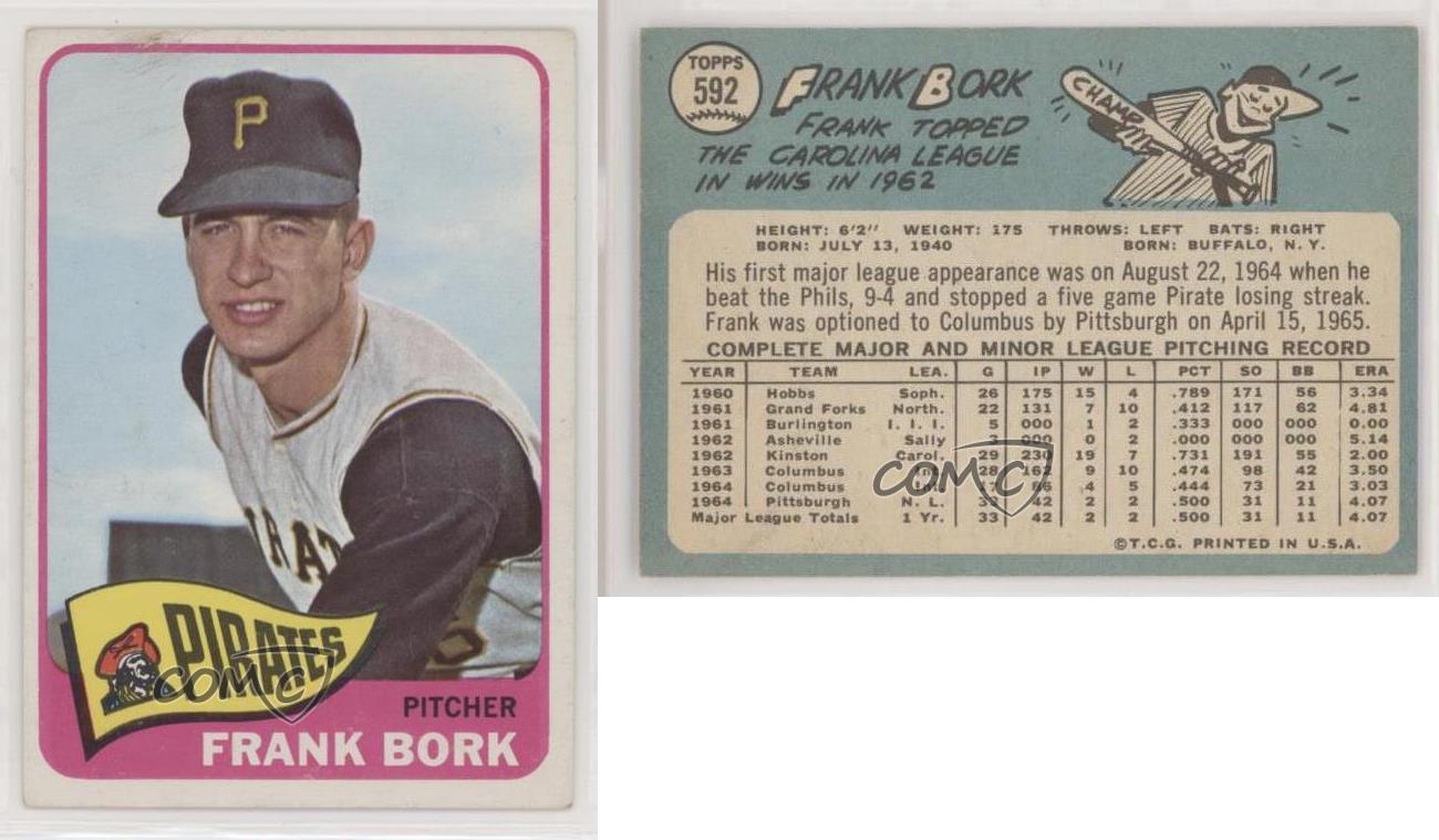 1965 Topps mode High # Frank Bork #592 Rookie RC