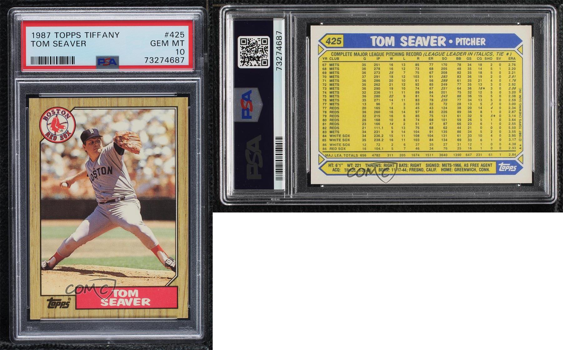 1987 TOPPS TIFFANY #425 TOM SEAVER RED SOX HOF PSA 10 B3673534-670