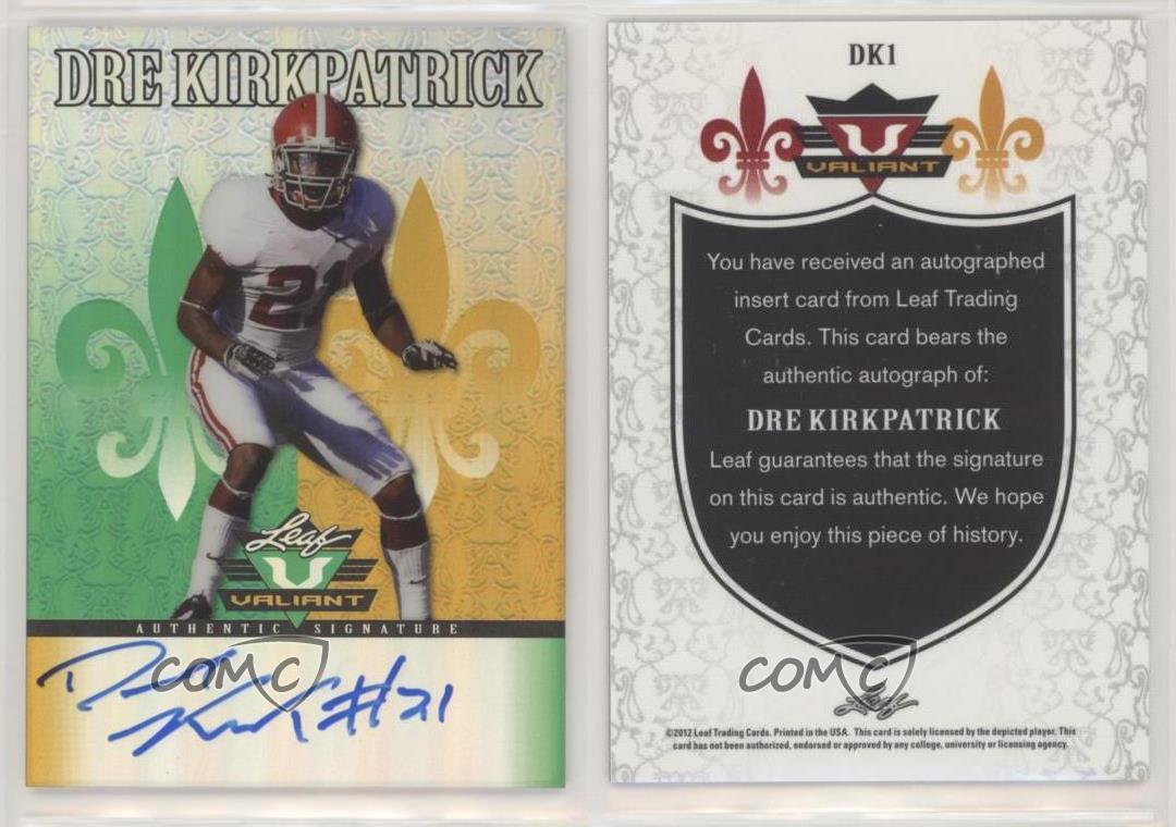 2012 Leaf Valiant Dre Kirkpatrick #DK1 Rookie Auto RC