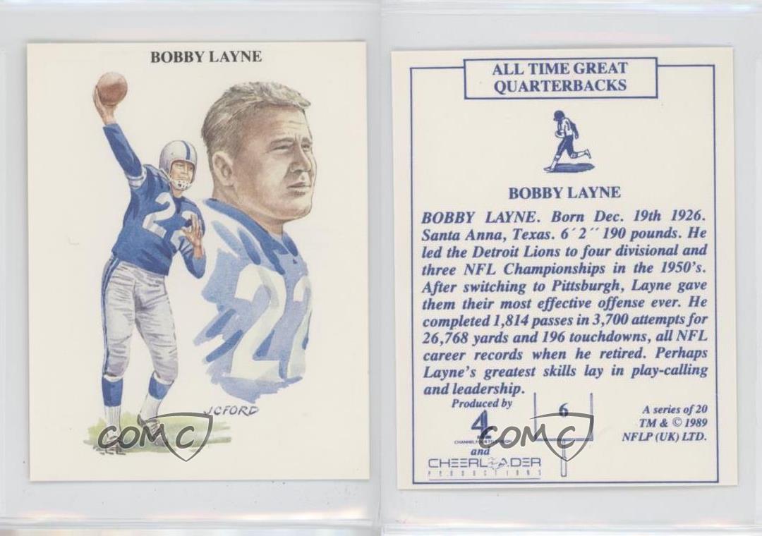 1989 ALL TIME GREAT QUARTERBACKS BOBBY LAYNE DETROIT LIONS #6A UK