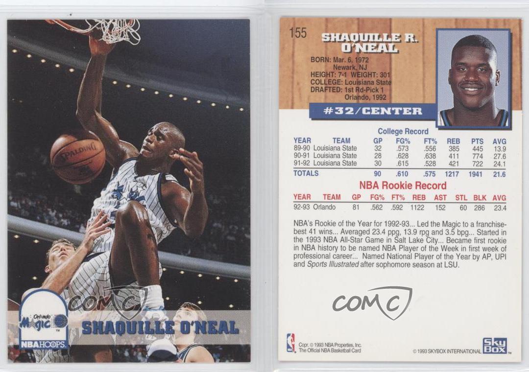199394 NBA Hoops 155 Shaquille O'Neal Orlando Magic Basketball Card