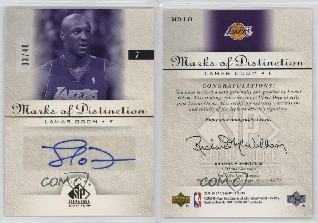 2005-06 SP Signature Edition Marks of Distinction/40 Lamar Odom #MD-LO automático - Imagen 3 de 3