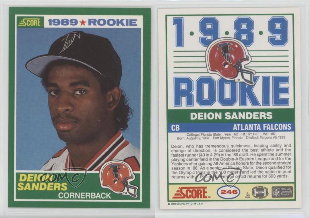 1989 Score #246 Deion Sanders Atlanta Falcons RC Rookie Football Card