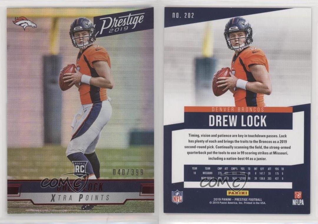 2019 Prestige Drew Lock Xtra Points Platinum Rookie # /10 Seahawks RC Foil  SP