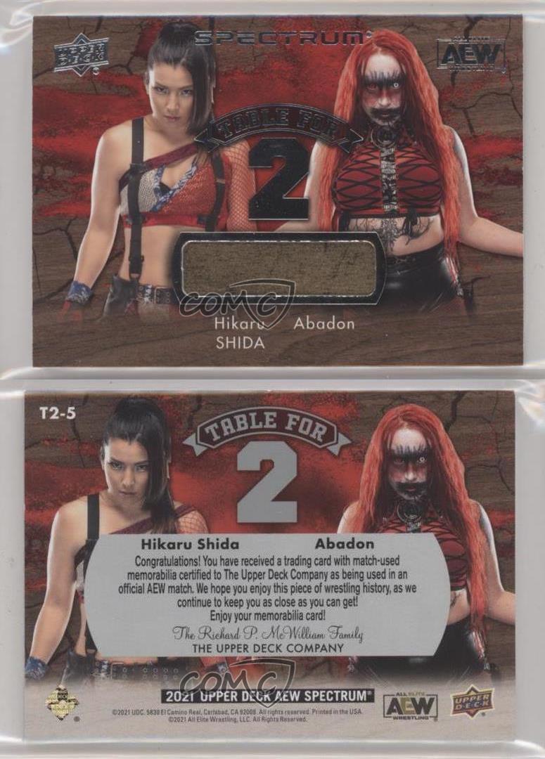 2021 Upper Deck AEW Spectrum Table for 2 Relics Hikaru Shida Abadon Rookie RC