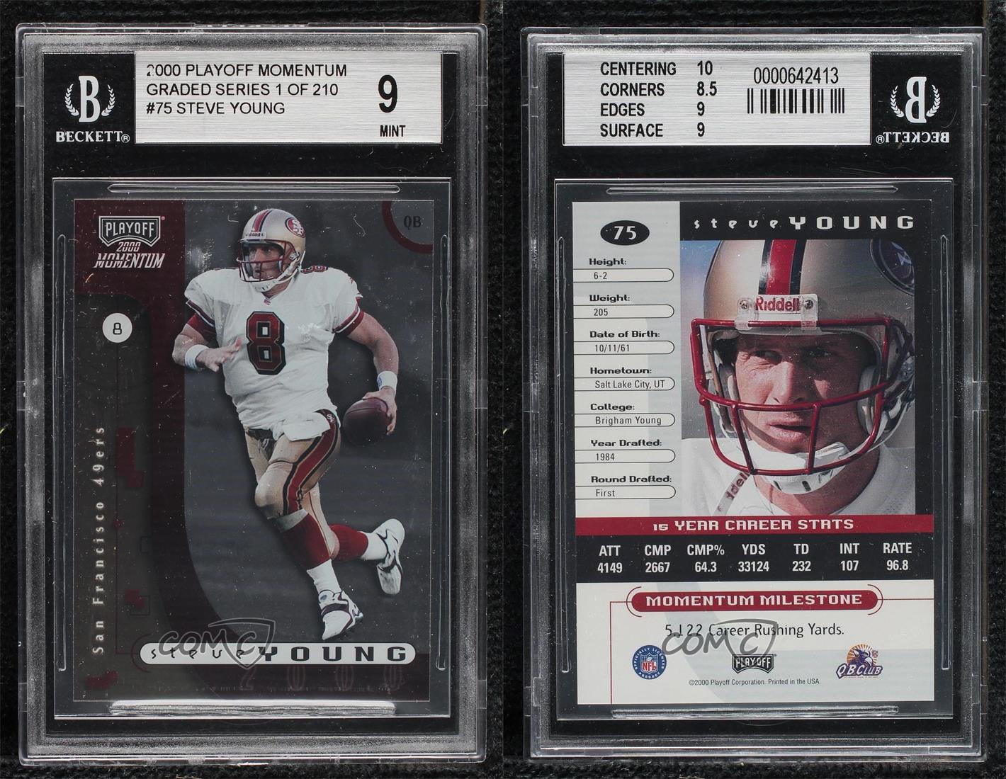 2000 Playoff Momentum Steve Young #75 BGS 9 MINT HOF