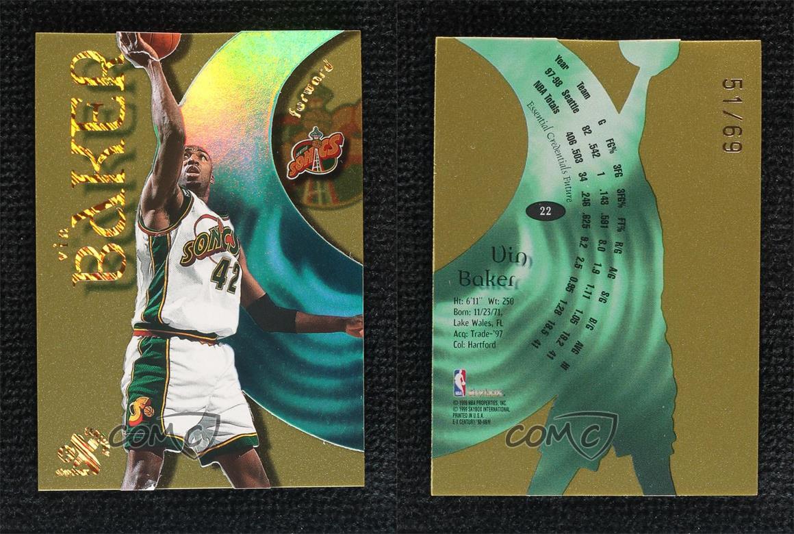 1998-99 ventes exceptionnelles Skybox E-X Century Essential Credentials Future /69 Vin Baker #22