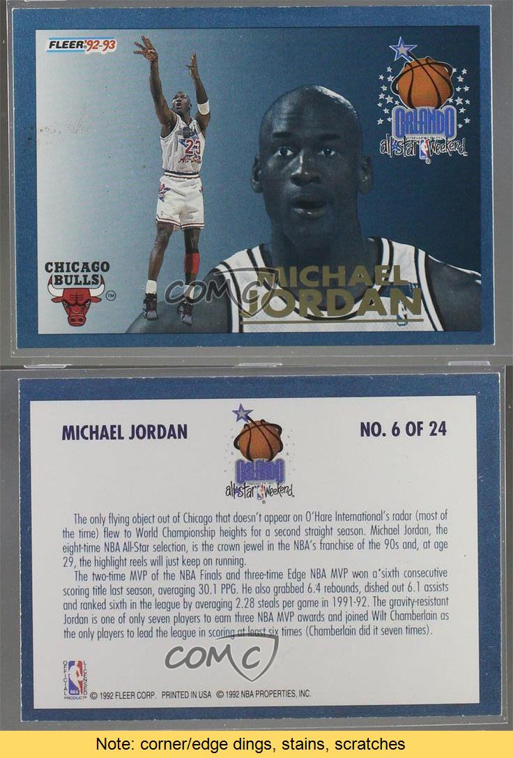 1992-93 Fleer All-Stars #6 Michael Jordan Chicago Bulls Basketball Card