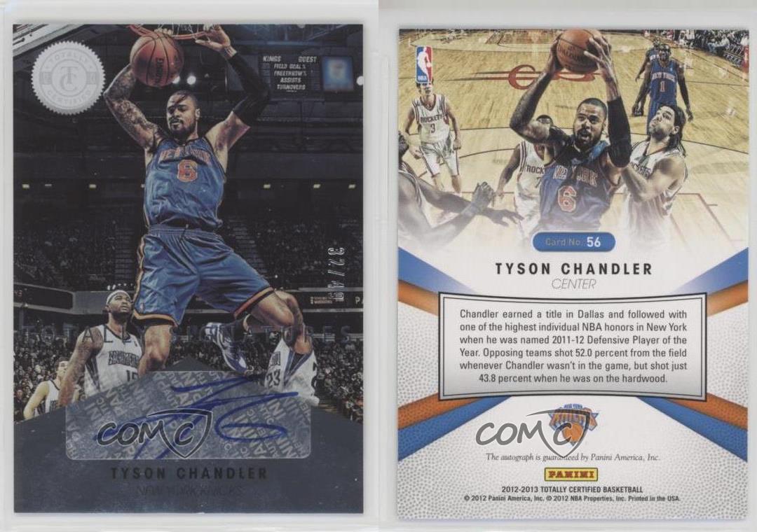Firmas totalmente certificadas 2012-13 totalmente plateadas/49 Tyson Chandler #56 automático - Imagen 3 de 3