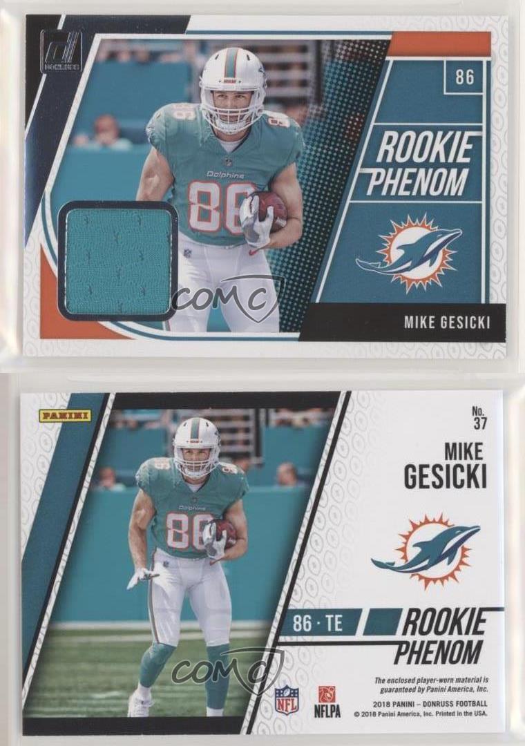 MIKE GESICKI 2018 Panini Donruss ROOKIE PHENOM Jersey #37 Miami