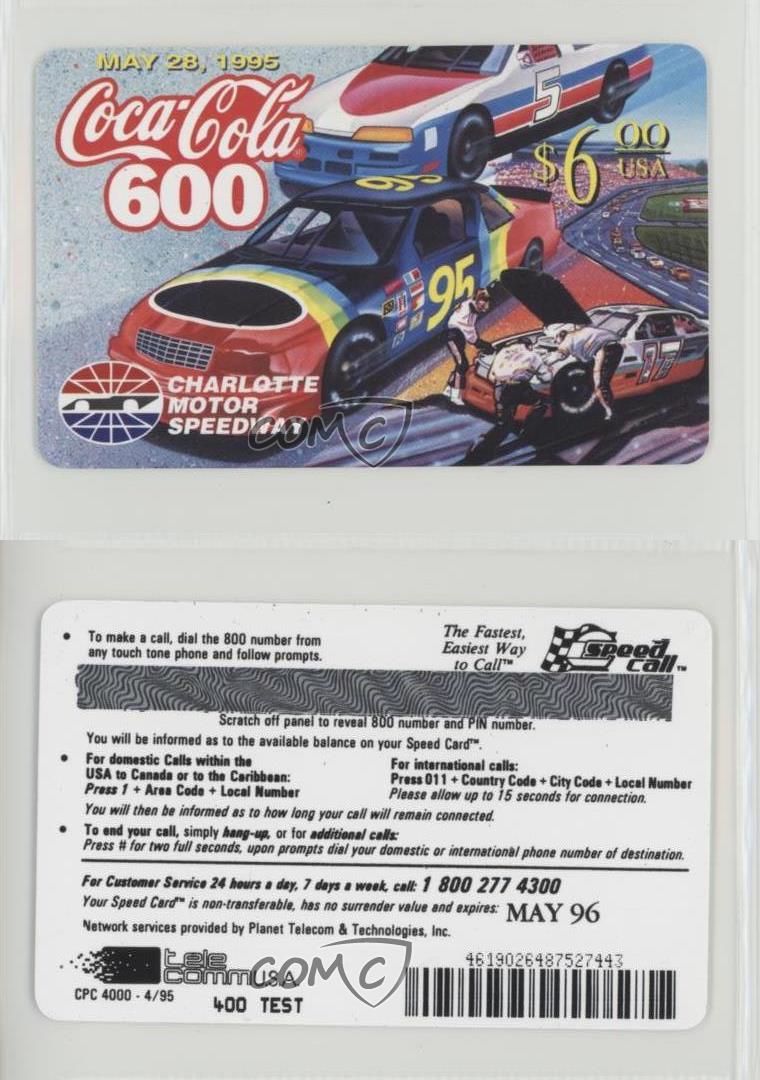 Calling Card 6 $ Motor Speedway Coca Cola 4.000 Ex NEU ** MINT USA Speed Call 