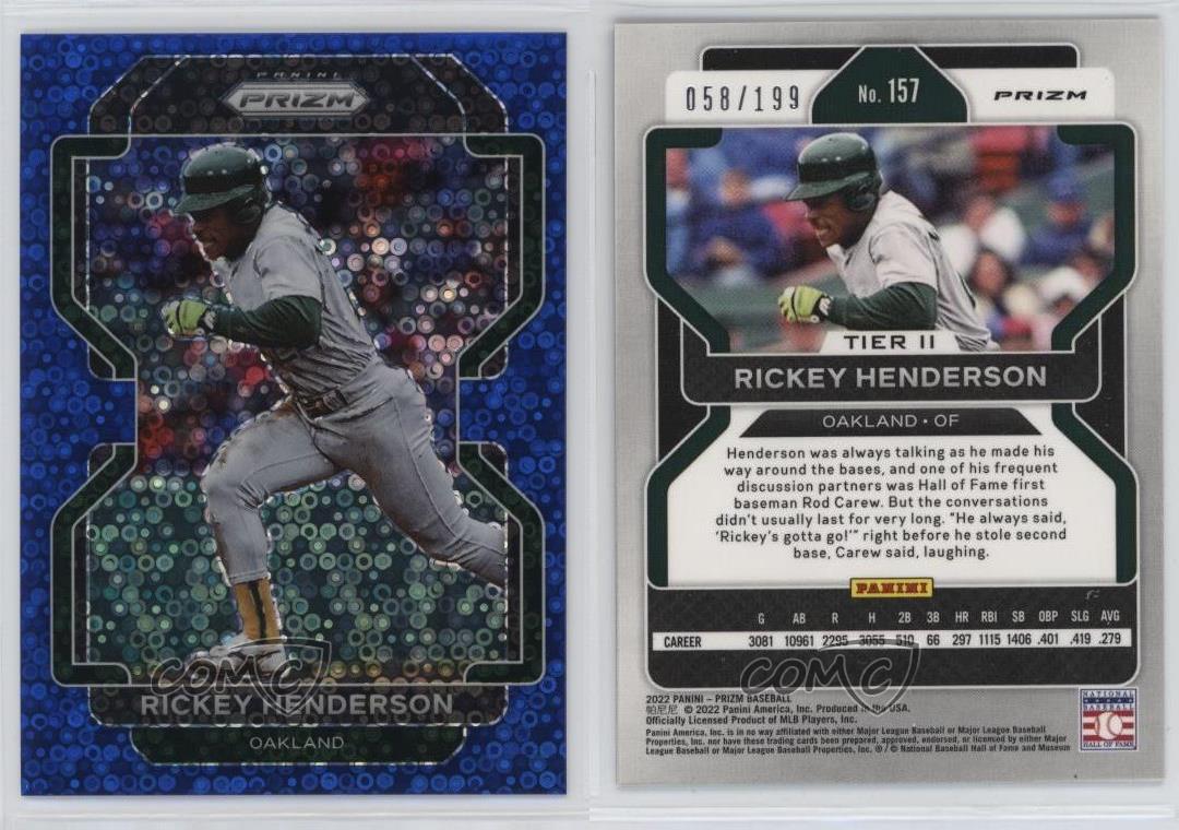 Panini Prizm Tier II 2022 Blue Donut Circle/199 Rickey Henderson #157 Salón de la fama - Imagen 3 de 4