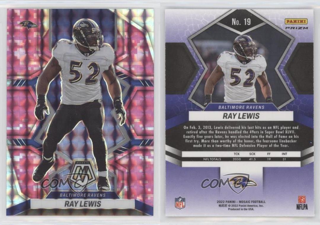 2022 Panini Mosaic NFL #19 RAY LEWIS PINK CAMO PRIZM Baltimore