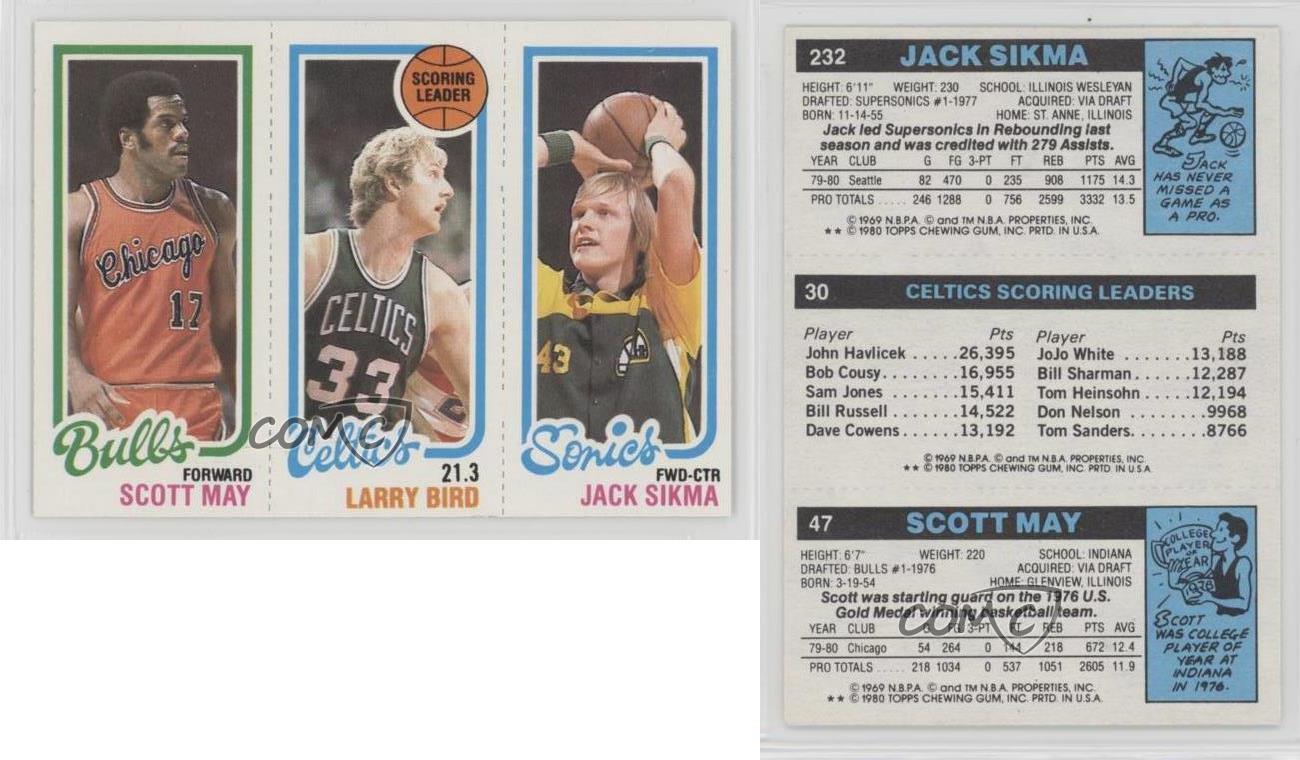 1980-81 Topps Scott May Larry Bird Jack Sikma #232-30-47 Rookie RC HOF - Picture 6 of 7