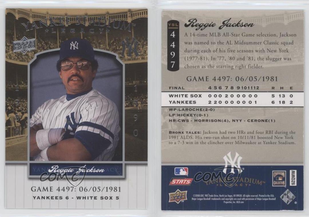 2008 remises Upper Deck Yankee Stadium Legacy Reggie Jackson #YSL4497 HOF