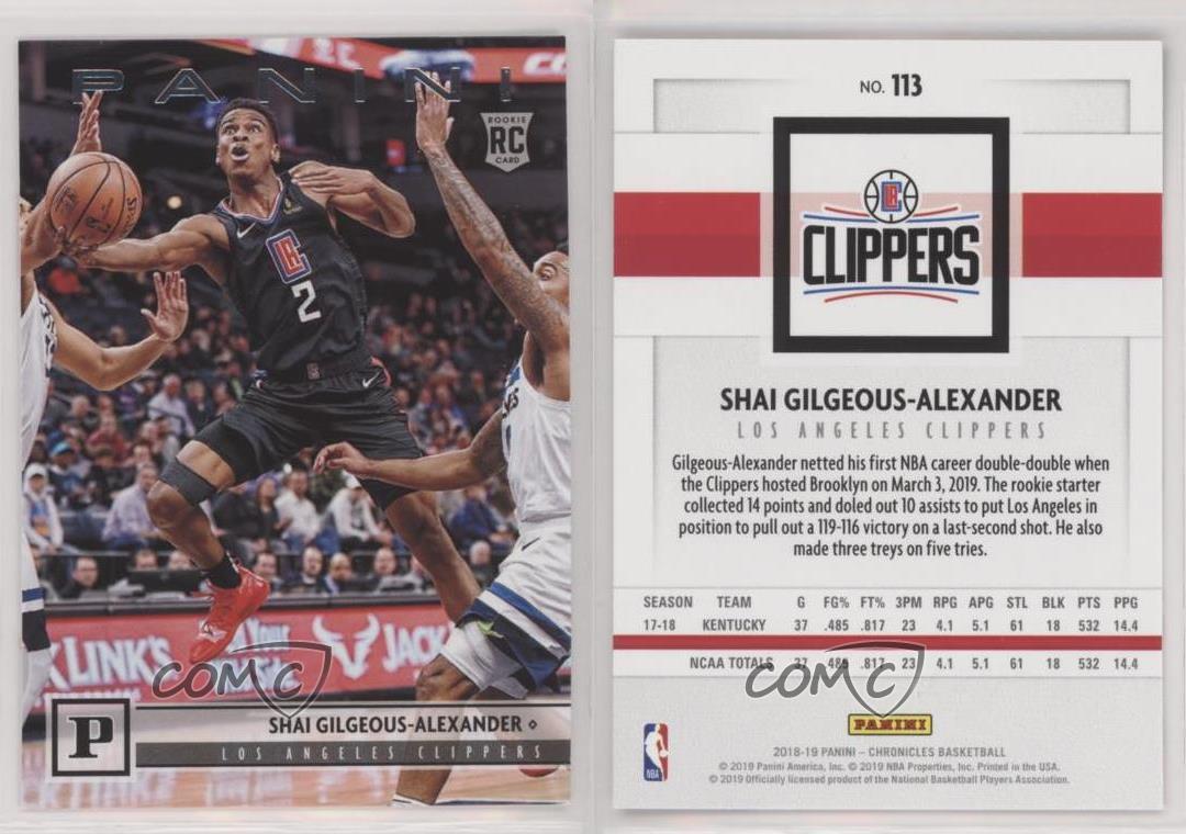 2018-19 Panini Chronicles Shai Gilgeous-Alexander Rookie RC #113 Clippers 