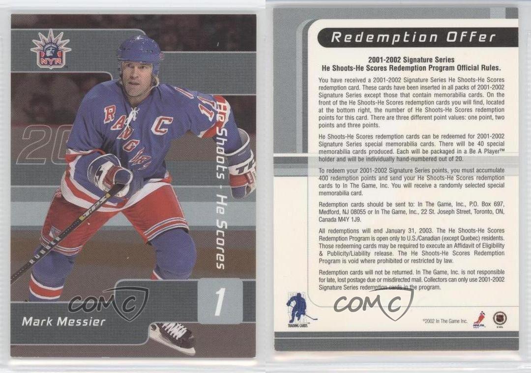 Mark Messier 2001-02 In The Game ITG BAP Signature Series Autograph Gold -  XLMM