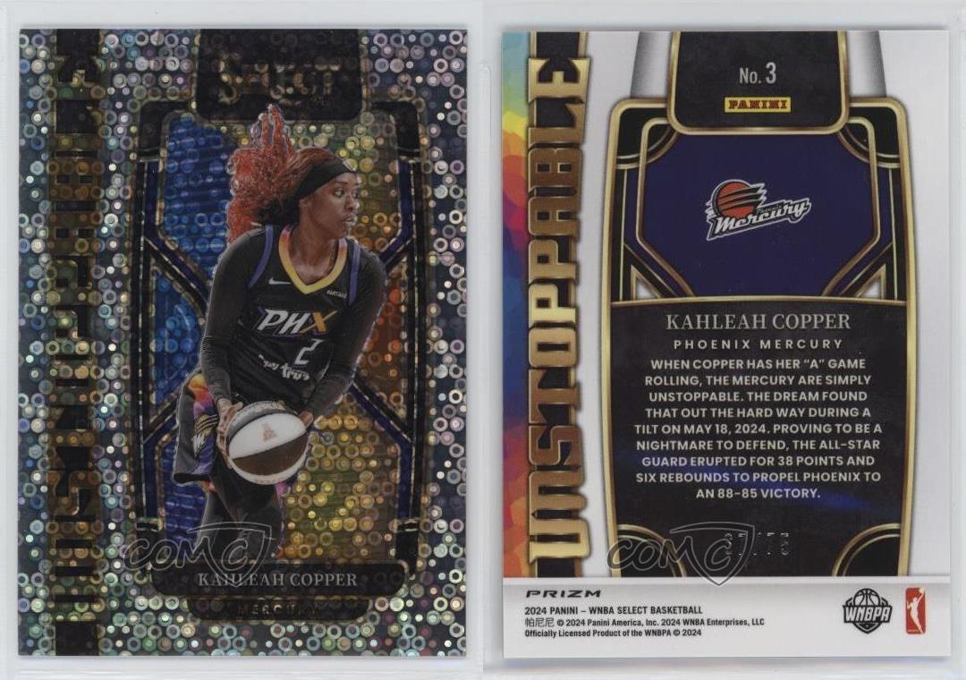 2024 Panini Select WNBA Unstoppable White Disco Prizm /75 Kahleah Copper #3 - Foto 4 di 4