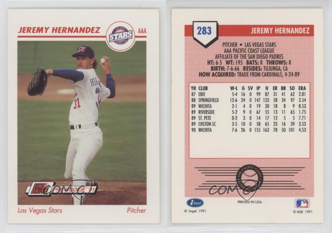 1991 Line Drive Pre-Rookie AAA Jeremy Hernandez #283
