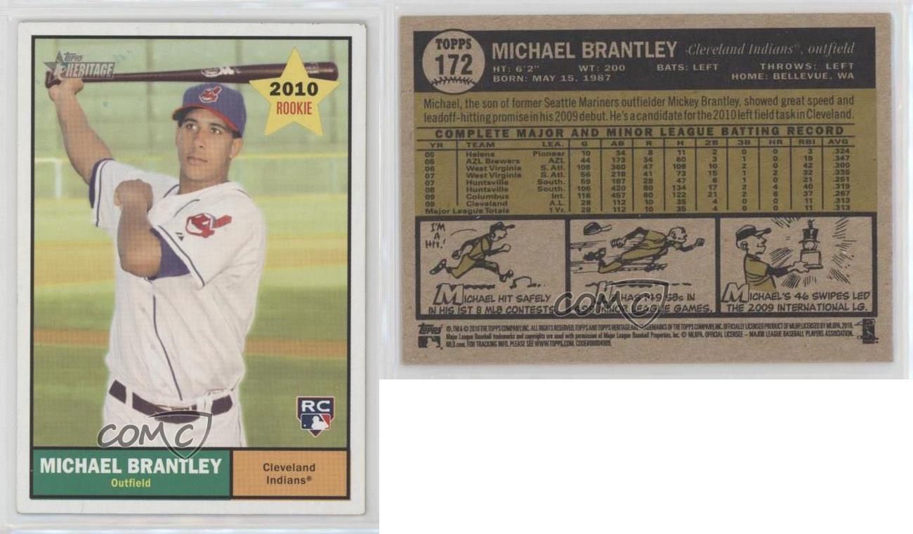 2010 TOPPS HERITAGE BASEBALL MICHAEL BRANTLEY ROOKIE CARD No.172 Indians