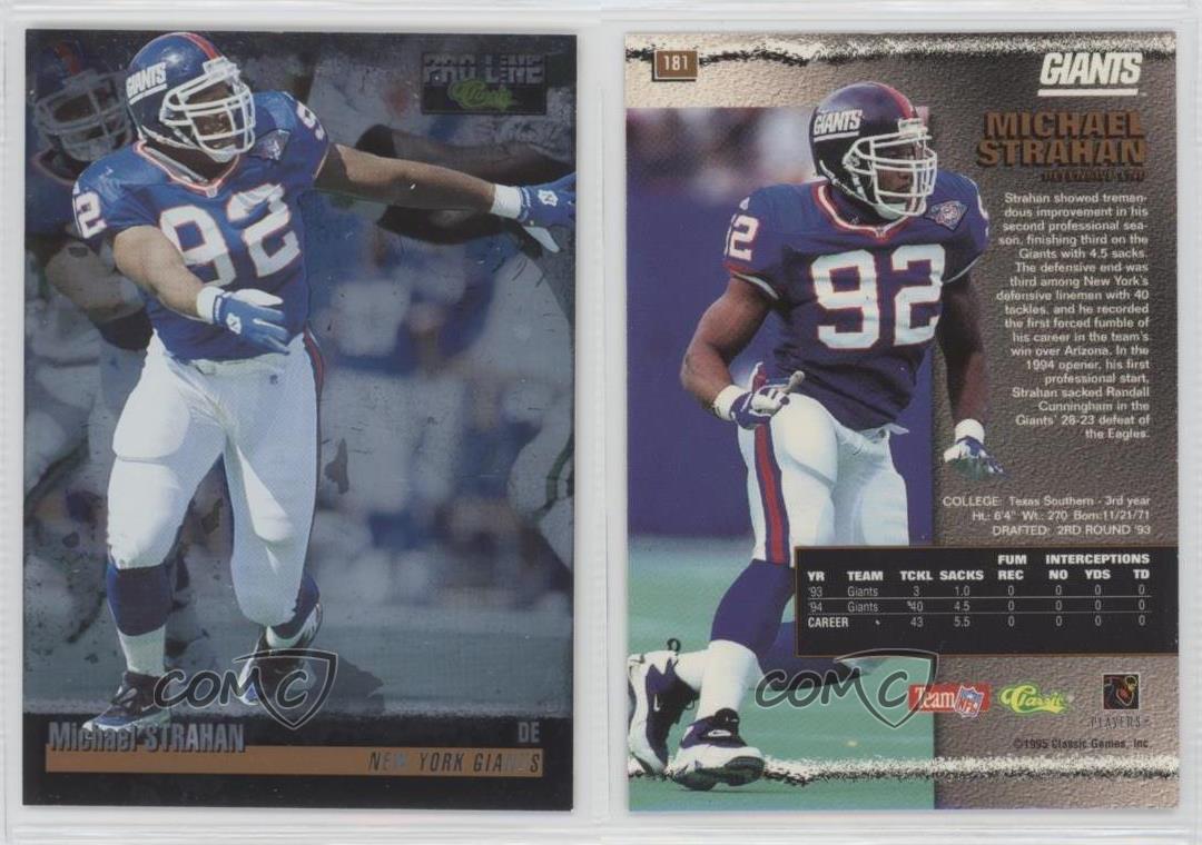 1995 Classic Pro Line Michael Strahan #181 New York Giants