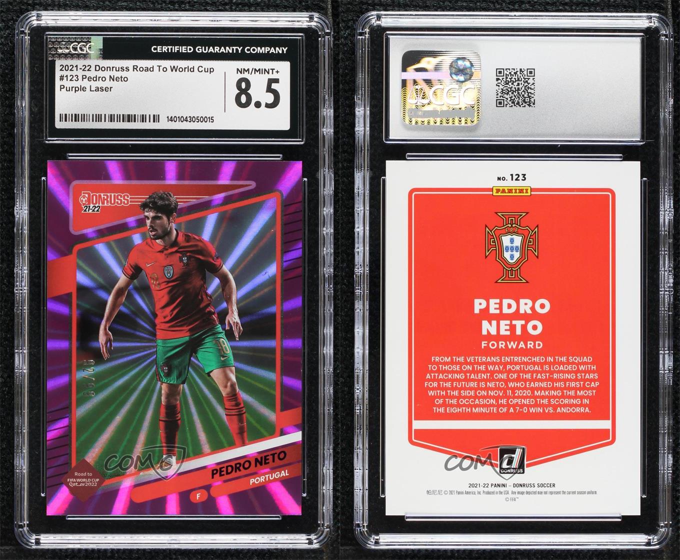 2021 Panini Donruss Road to Qatar Holo Purple Laser /99 Pedro Neto #123 CGC 8.5 - Picture 3 of 3