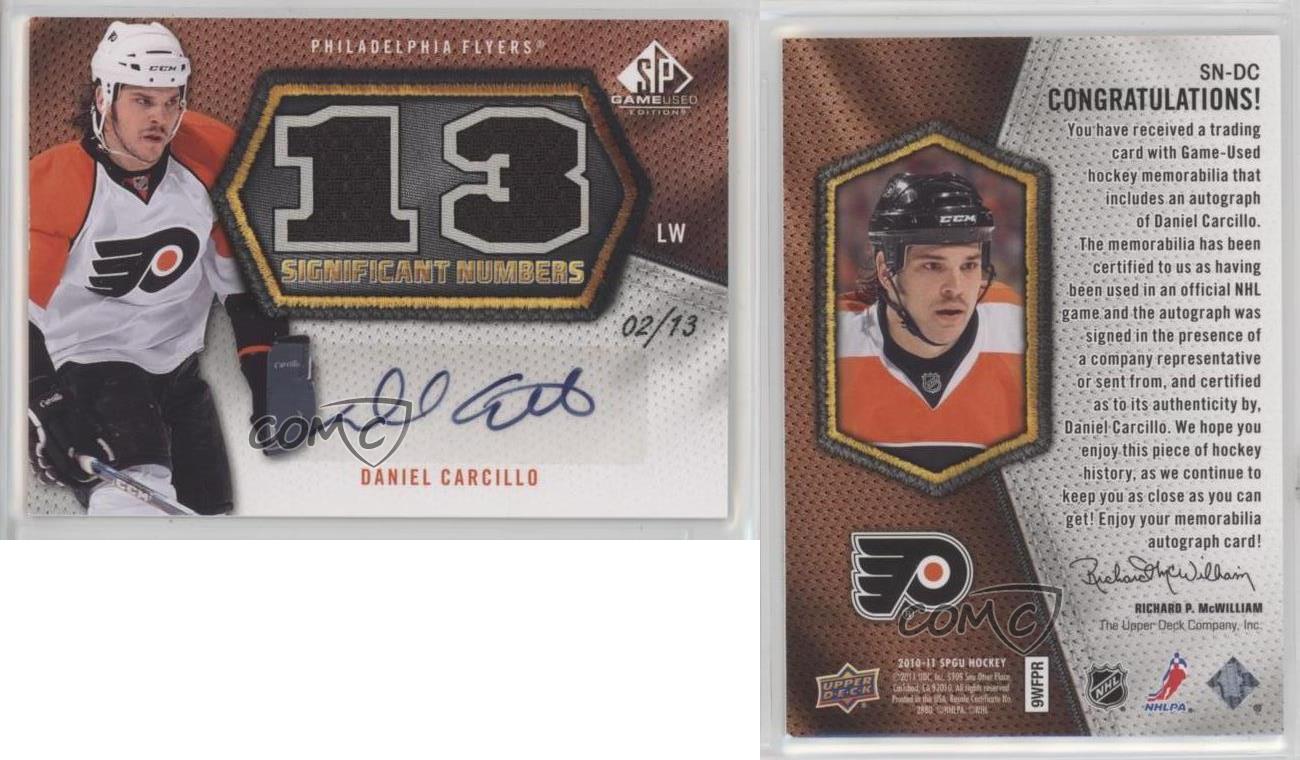 2010-11 SP Game Used Edition Significant Numbers /13 Daniel Carcillo #SN-DC Auto - Picture 3 of 3