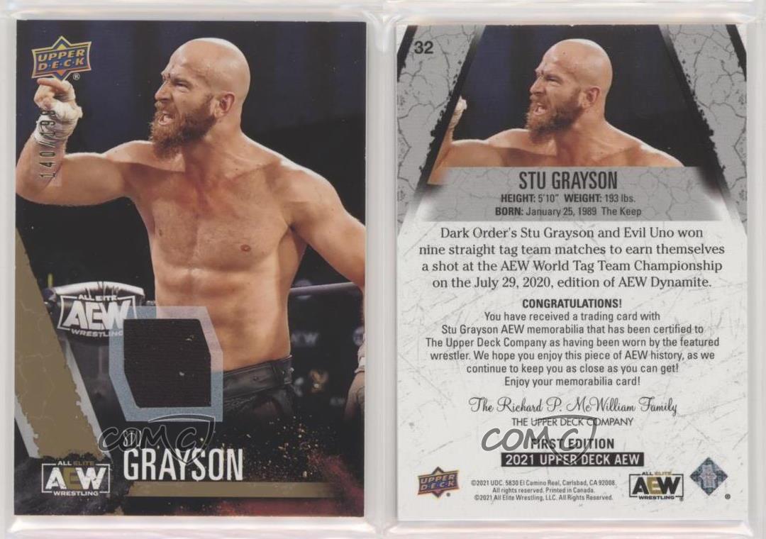 2021 AEW All Elite Wrestling Gold Memorabilia /199 Stu Grayson #32 Rookie RC