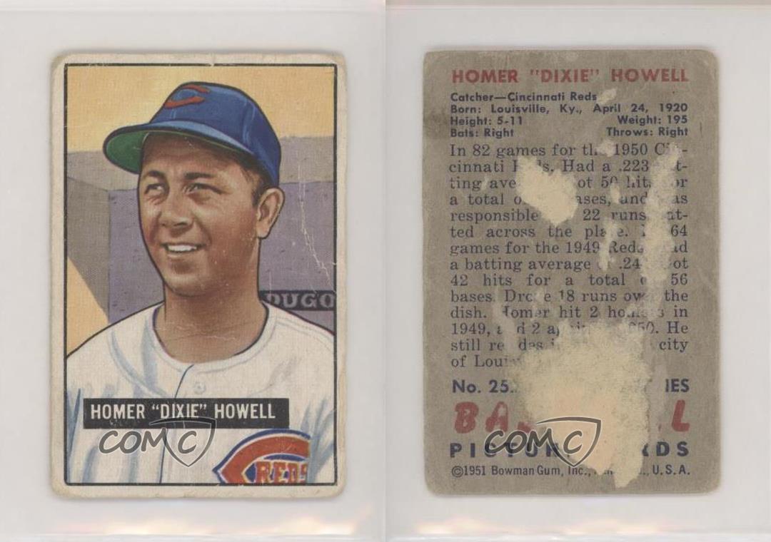 1951 Bowman Dixie Howell Homer 'Dixie' Howell #252 Rookie RC - Picture 3 of 4