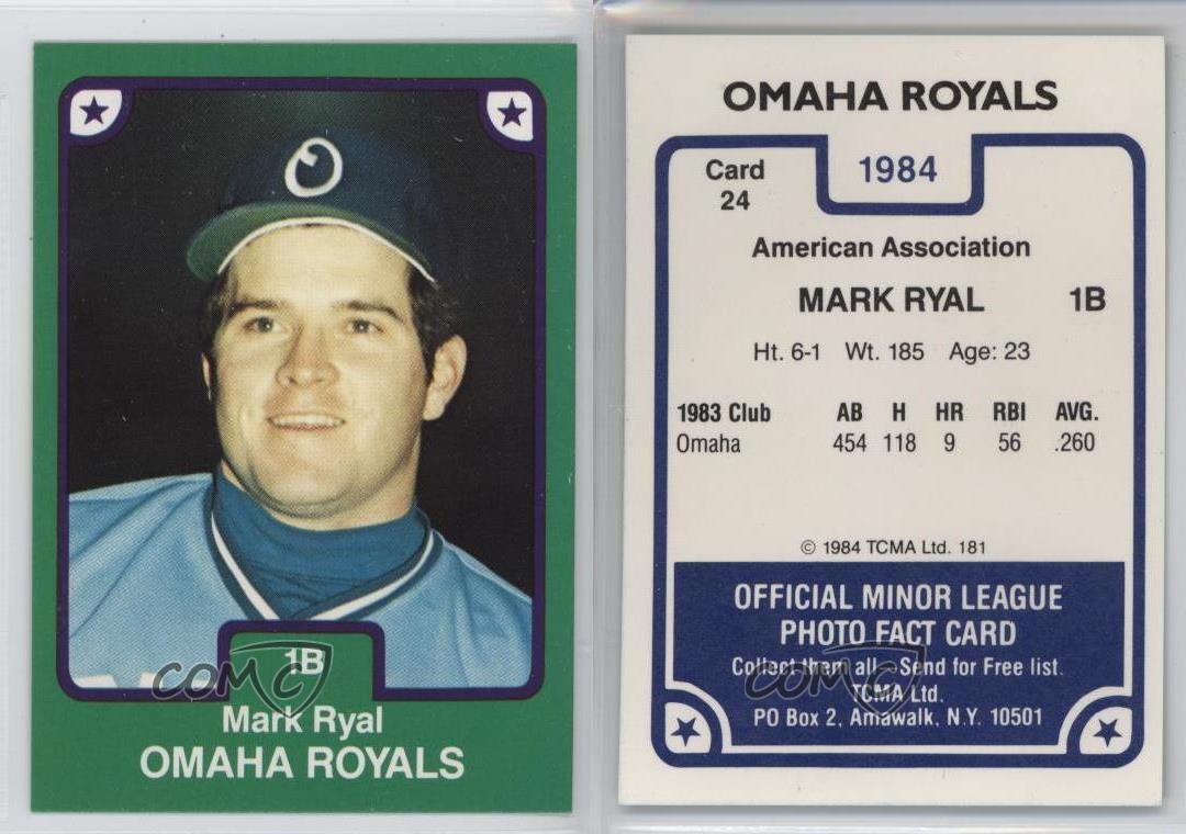 1984 TCMA Minor League 181 Mark Ryal Omaha Royals Rookie Baseball Card