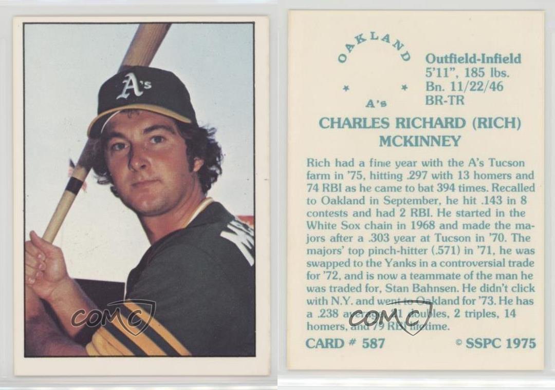1976 SSPC 587 Rich McKinney Oakland Athletics Baseball Card eBay