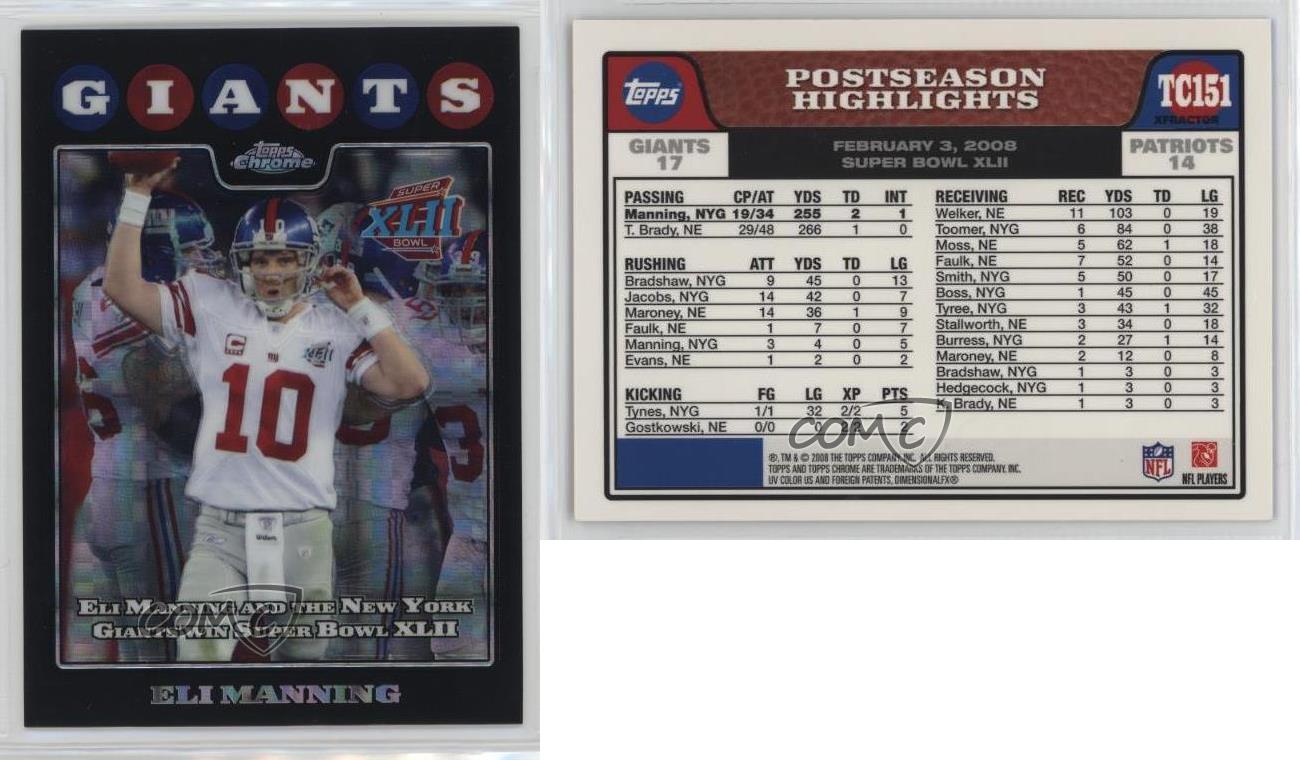 2008 Topps Chrome X-Fractor Eli Manning #TC151 - Bild 3 von 4