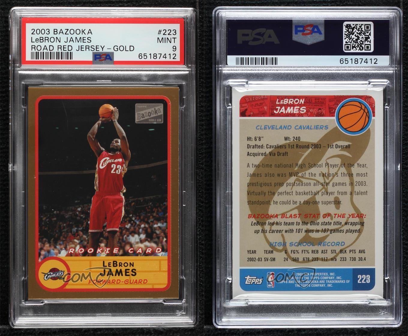 LeBron James Rookie card 2003-04 Bazooka #223 deals Gold Parallel Red Jersey Variation