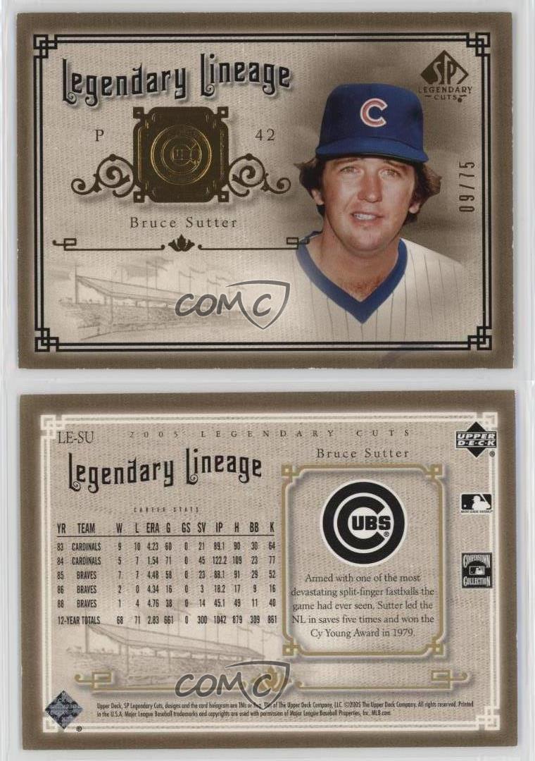 2005 SP Legendary Cuts Legendary Lineage Gold /75 Bruce Sutter #LE-SU HOF