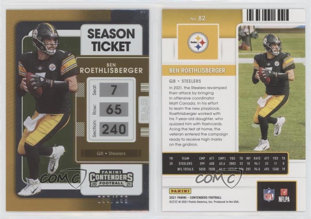 Ben Roethlisberger 2021 Contenders Football Season Ticket NFL Card #82  Steelers