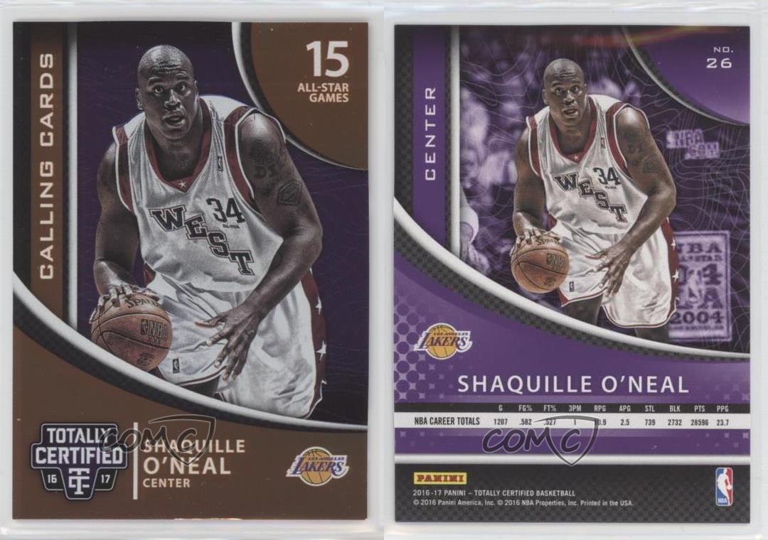 2016-17 Panini Totally Certified Calling Cards Shaquille O'Neal #26 HOF