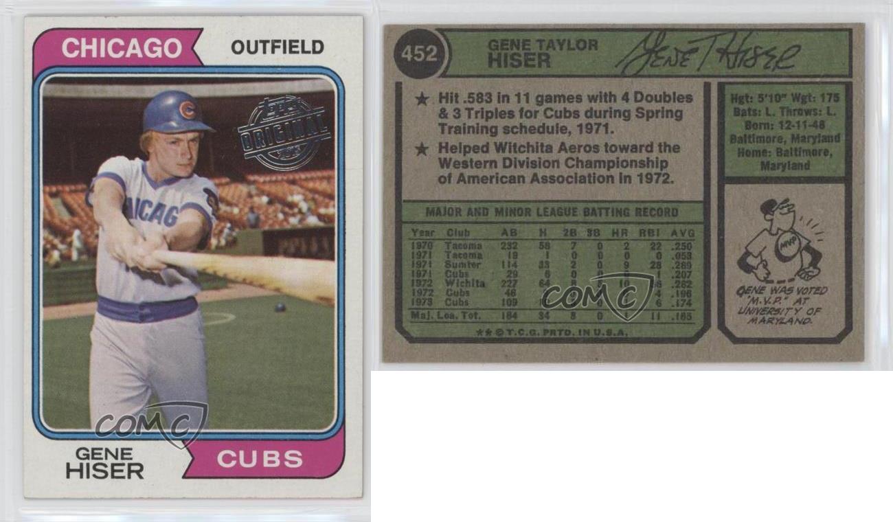 2015 Topps Originals Buybacks Gene Hiser 1974-452 Baseball Card