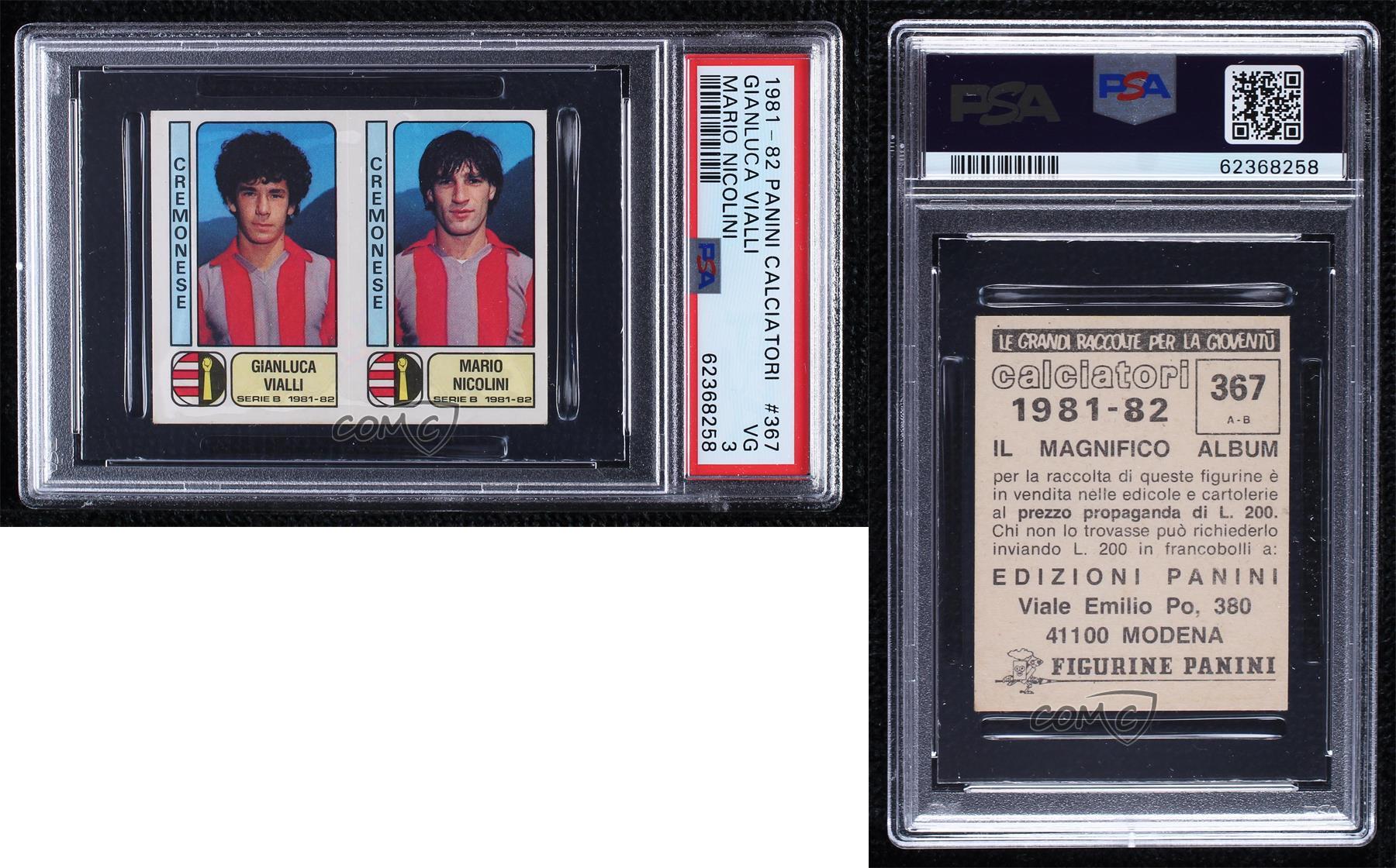 1981-82 Panini Calciatori Stickers Gianluca Vialli Mario Nicolini #367 PSA 3