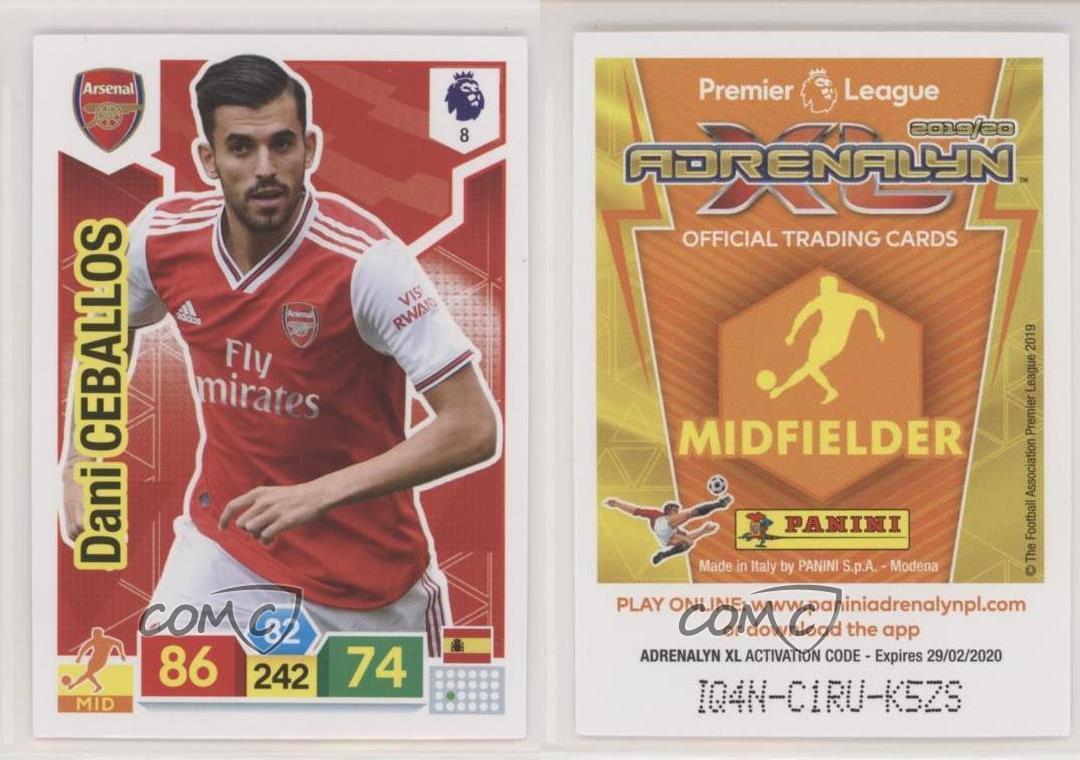 Dani Ceballos Arsenal no 8 Panini Premier League ADRENALYN XL 2019//20