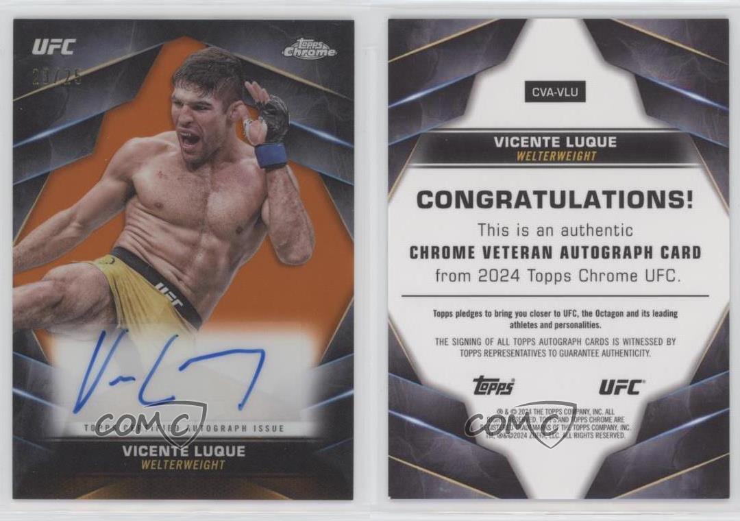 2024 Topps Cromo UFC Veterano Naranja Refractor/25 Vicente Luque #CVA-VLU Automático - Imagen 3 de 3