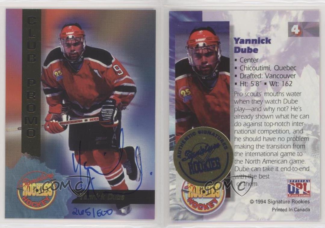 Yannick Dube Hockey Card 1995 Signature Rookies Hockey Signatures #3 Yannick Dube