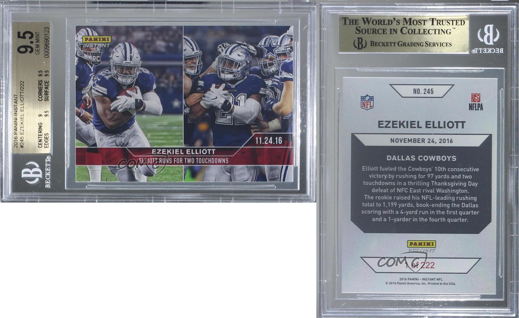 2016-17 Panini Instant NFL /245 Ezekiel Elliott #245 BGS 9.5 GEM MINT Rookie RC