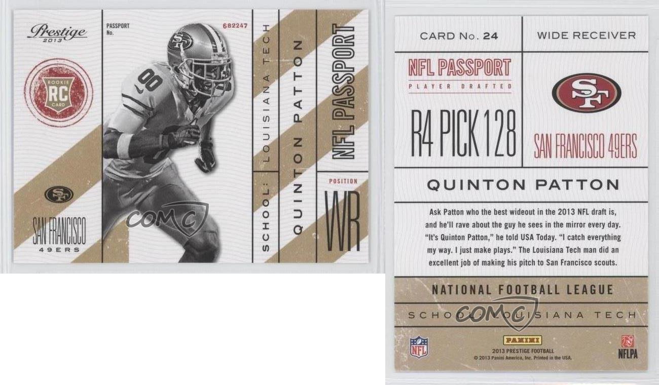 2013 Panini Prestige NFL Passport Quinton Patton #24 Rookie RC - Picture 4 of 4