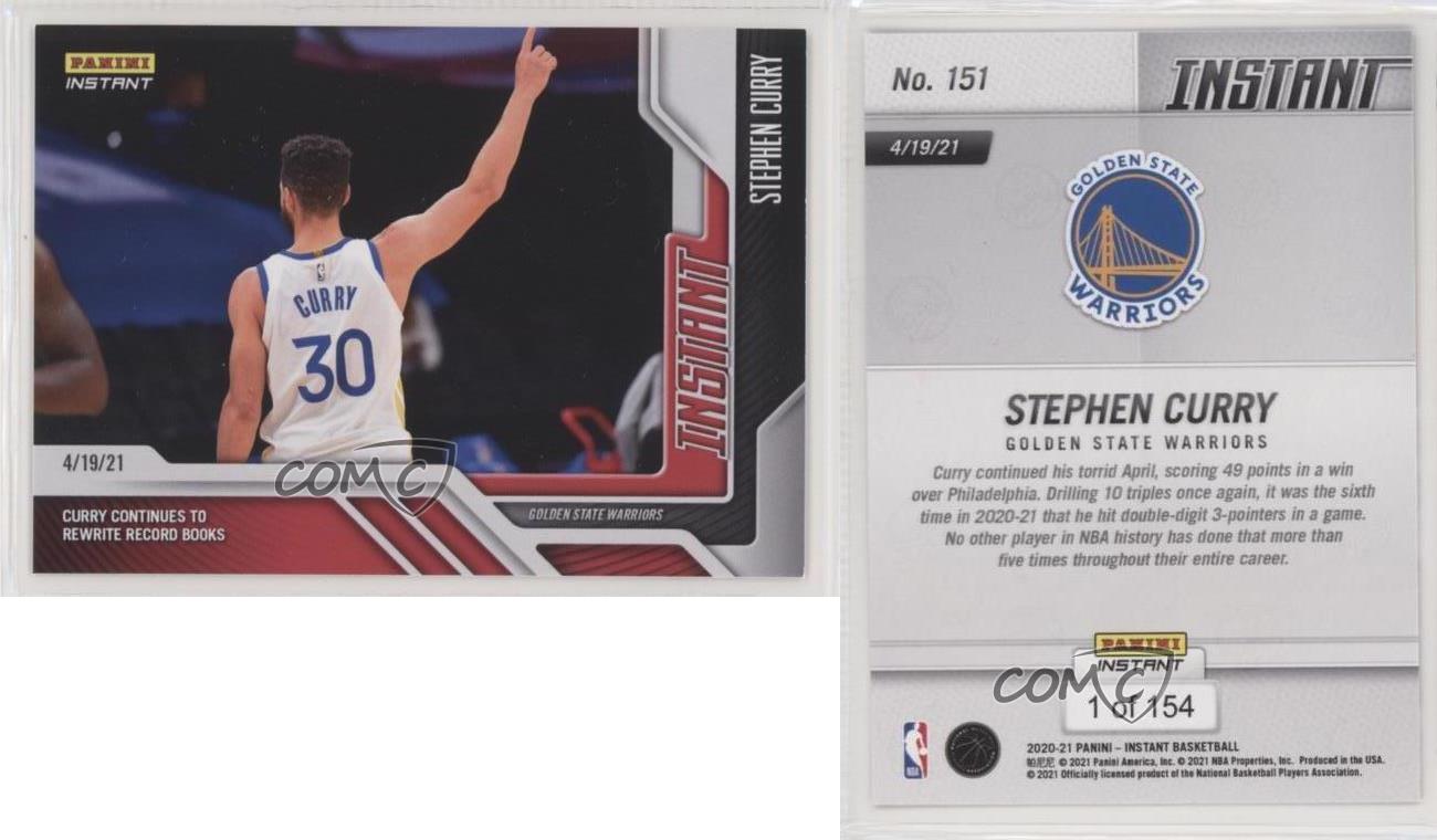 2020-21 Panini Instant /154 Stephen Curry #151 - Picture 3 of 3