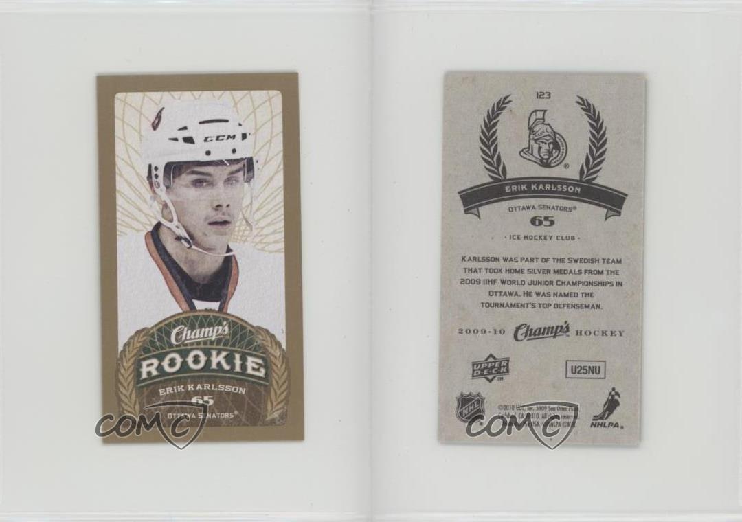 2009-10 Upper Deck Champ's Rookie Erik Karlsson #123 Rookie RC - Picture 3 of 4